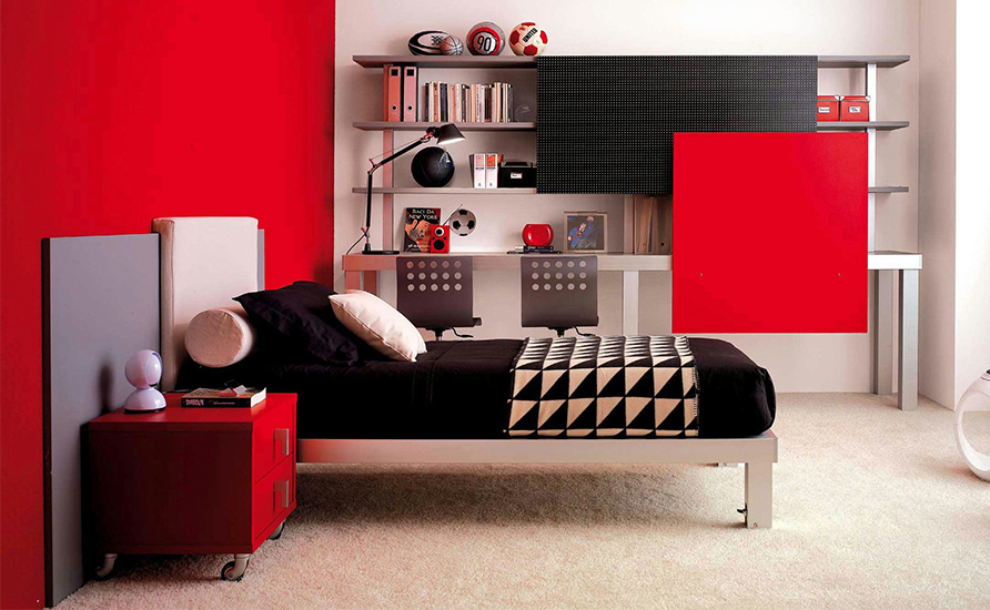 راهنمای طراحی و اجرای اتاق خواب قرمز به سبک پیت کت