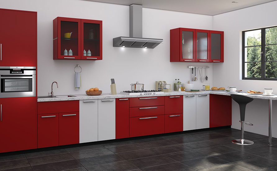 انتخاب رنگ قرمز برای دیزاین آشپزخانه