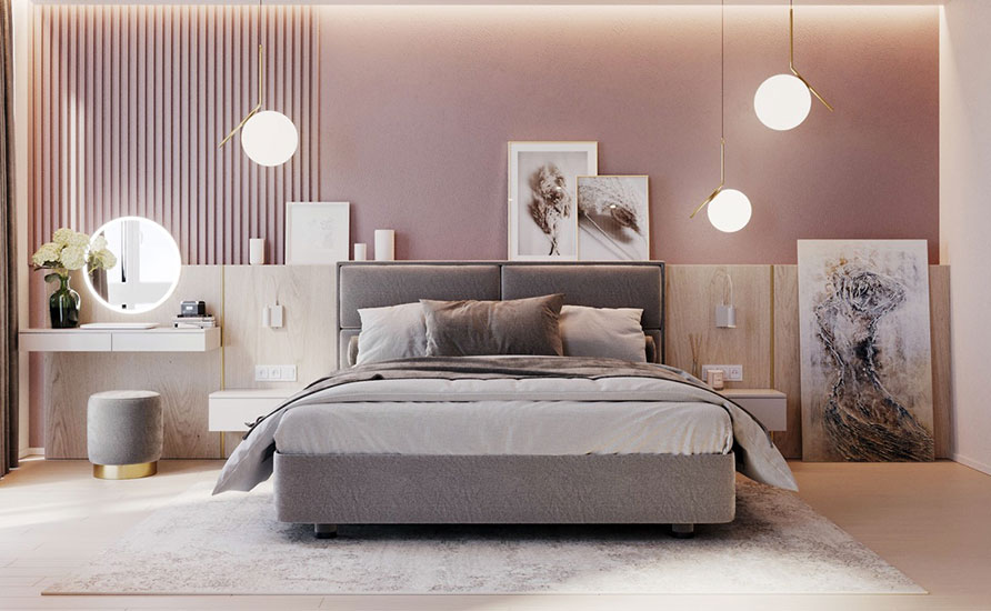 بکارگیری اصولی لایه های نورپردازی در اتاق خواب فانتزی