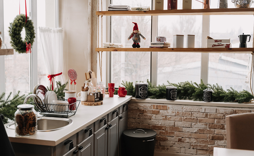 دکوراسیون آشپزخانه با گل و گیاه
